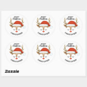 Sticker Rond Joyeux Noël mignon enfants Reindeer (Feuille)