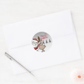 Sticker Rond Joyeux Noël, mignon Père Noël Reindeer (Enveloppe)