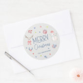 Sticker Rond Joyeux Noël Mignonne Aquarelle Vacances (Enveloppe)