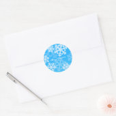 Sticker Rond Joyeux Noël moderne Blue Snowflakes Motif (Enveloppe)