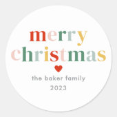 Sticker Rond Joyeux Noël Moderne Coloré (Devant)