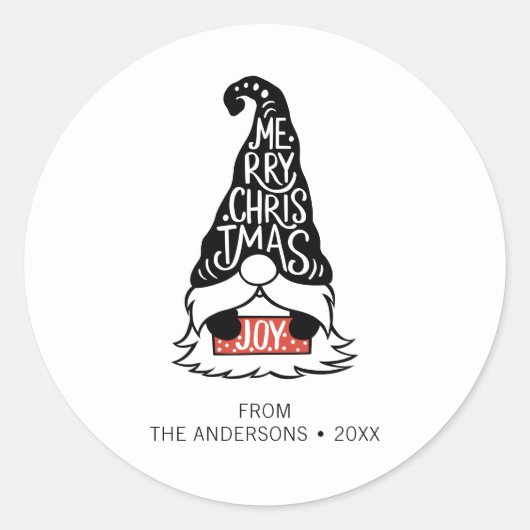Sticker Rond Joyeux Noël moderne Gnome Holiday (Devant)