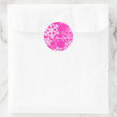 Sticker Rond Joyeux Noël moderne Pink Snowflakes Motif (Sac)