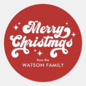 Sticker Rond Joyeux Noël moderne rétro (Devant)