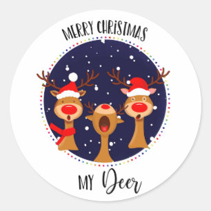 Sticker Rond Joyeux Noël mon renne de cerf carte ami amant aman