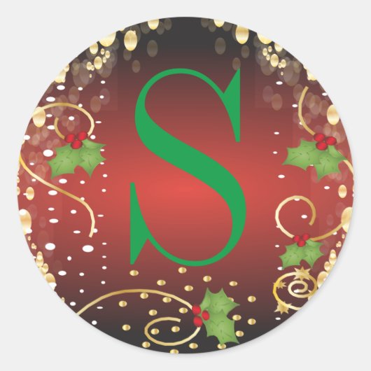 Sticker Rond Joyeux Noël Monogramme (Devant)