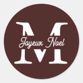 Sticker Rond Joyeux Noel Monogramme (Devant)