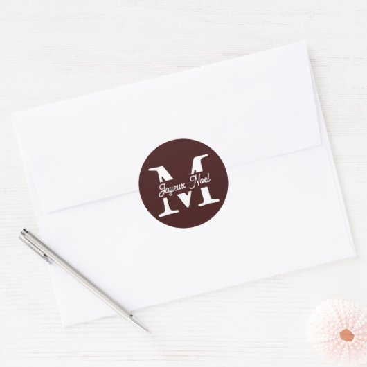 Sticker Rond Joyeux Noel Monogramme (Enveloppe)