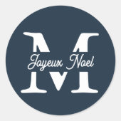 Sticker Rond Joyeux Noel Monogramme (Devant)
