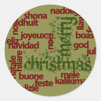 Sticker Rond Joyeux Noël Mot Cloud