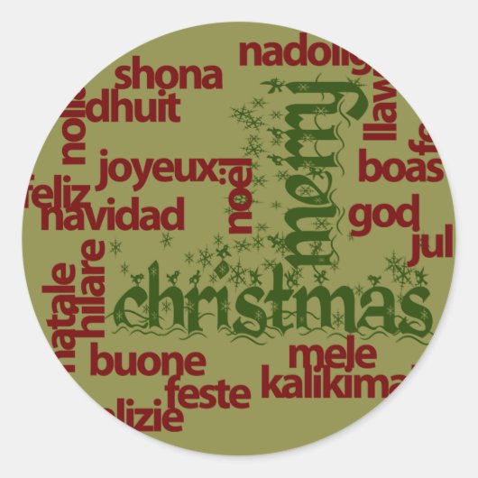 Sticker Rond Joyeux Noël Mot Cloud (Devant)