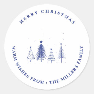 Sticker Rond Joyeux Noël Motif d'arbre de Noël