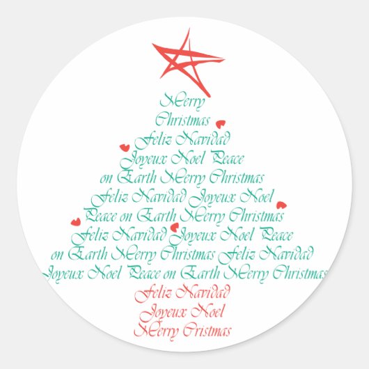 Sticker Rond Joyeux Noël multilingue ! (Devant)