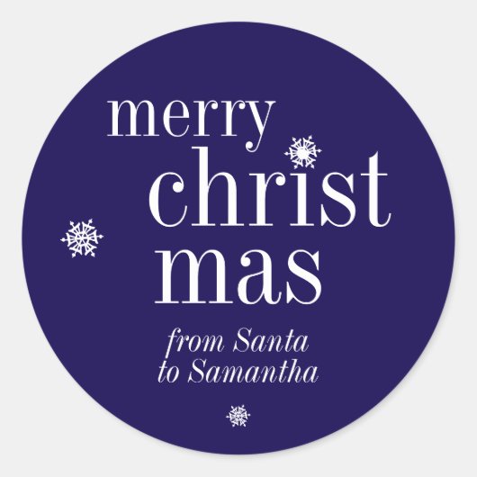 Sticker Rond Joyeux Noël Neige Navy (Devant)