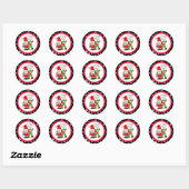 Sticker Rond Joyeux Noël Noel Gnome Père Noël et Reindeer (Feuille)