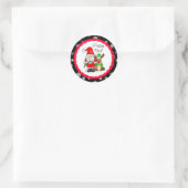 Sticker Rond Joyeux Noël Noel Gnome Père Noël et Reindeer (Sac)
