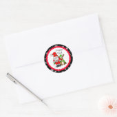 Sticker Rond Joyeux Noël Noel Gnome Père Noël et Reindeer (Enveloppe)