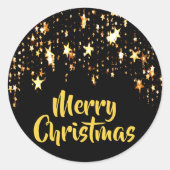 Sticker Rond Joyeux Noël noir avec étoiles brillantes (Devant)