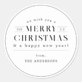 Sticker Rond Joyeux Noël noir et blanc (Devant)