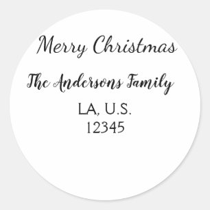 Sticker Rond Joyeux Noël nom de famille adresse nom texte