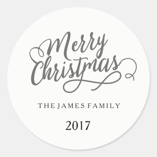 Sticker Rond Joyeux Noël Nom de famille personnalisé (Devant)