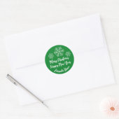 Sticker Rond Joyeux Noël Nom du script Snowflake gris vert (Enveloppe)