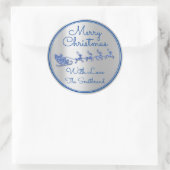Sticker Rond Joyeux Noël Nom Grey Sleigh Père Noël DeerSilver (Sac)