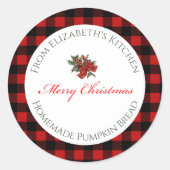 Sticker Rond Joyeux Noël Nourriture Maison Plaid Rouge de Buffa (Devant)