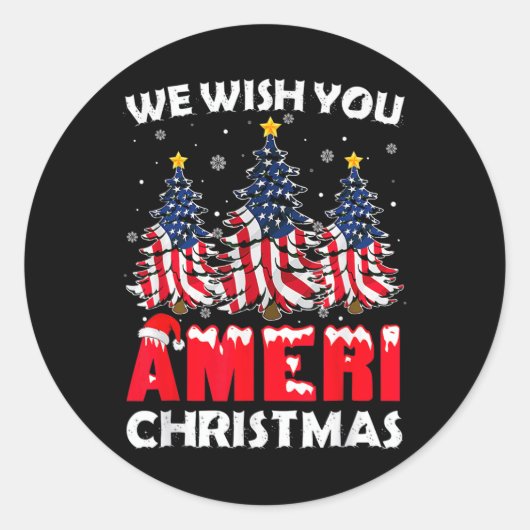 Sticker Rond Joyeux Noël Nous Vous Souhaitons Ameri Xmas Americ (Devant)