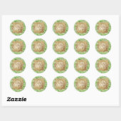 Sticker Rond Joyeux Noël or moderne sur vert (Feuille)