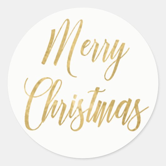 Sticker Rond Joyeux Noël Or Simple Élégant (Devant)