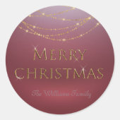 Sticker Rond Joyeux Noël | Or sur Décontracté rouge (Devant)