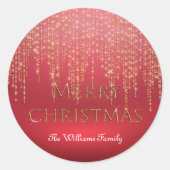 Sticker Rond Joyeux Noël | Or sur Décontracté rouge (Devant)