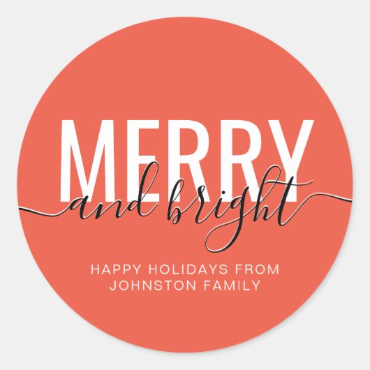 Sticker Rond Joyeux Noël orange (Devant)