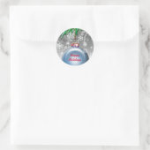 Sticker Rond Joyeux Noël Ornament Enveloppe Phoques (Sac)