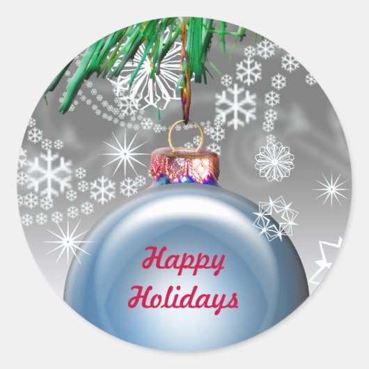 Sticker Rond Joyeux Noël Ornament Enveloppe Phoques (Devant)