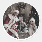Sticker Rond Joyeux Noël ornement photo moderne (Devant)
