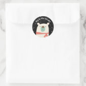 Sticker Rond Joyeux Noël Ourse Polaire Mignon (Sac)
