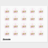Sticker Rond Joyeux Noël Paillettes Rose Vert (Feuille)
