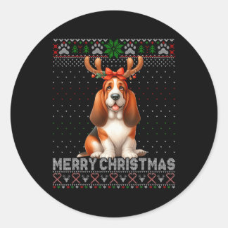 Sticker Rond Joyeux Noël Pari Hound Amoureux de les chiens Vila