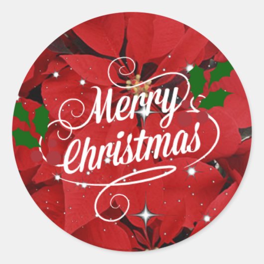Sticker Rond Joyeux Noël, parties scintillant et pétillant (Devant)