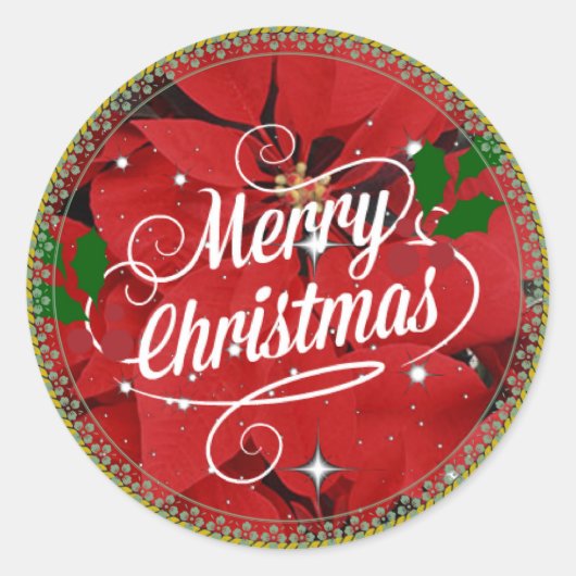 Sticker Rond Joyeux Noël, parties scintillant et pétillant (Devant)