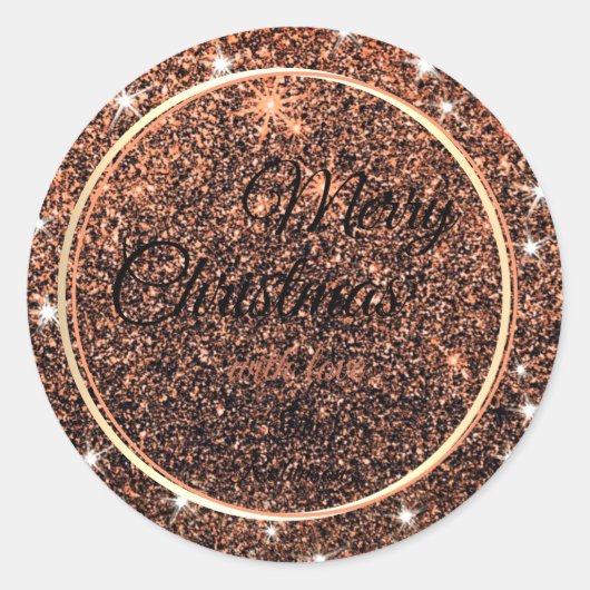 Sticker Rond Joyeux Noël Parties scintillant Étincelle Étoiles  (Devant)