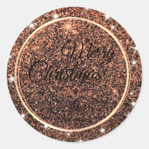 Sticker Rond Joyeux Noël Parties scintillant Étincelle Étoiles 