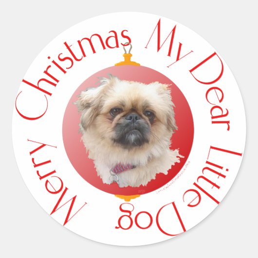 Sticker Rond Joyeux Noël Pékinois (Devant)
