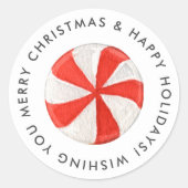Sticker Rond Joyeux Noël Peppermenthe Candy Personnalisé (Devant)
