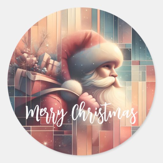 Sticker Rond Joyeux Noël Père Noël (Devant)