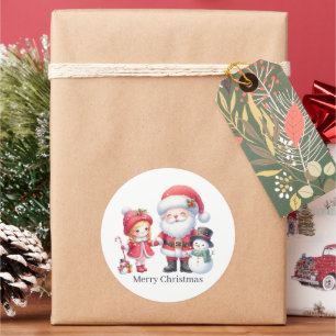 Sticker Rond Joyeux Noël Père Noël ajouter du texte