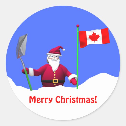Sticker Rond Joyeux Noël Père Noël au Canada (Devant)
