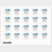 Sticker Rond Joyeux Noël Père Noël Chat et Snowman (Feuille)